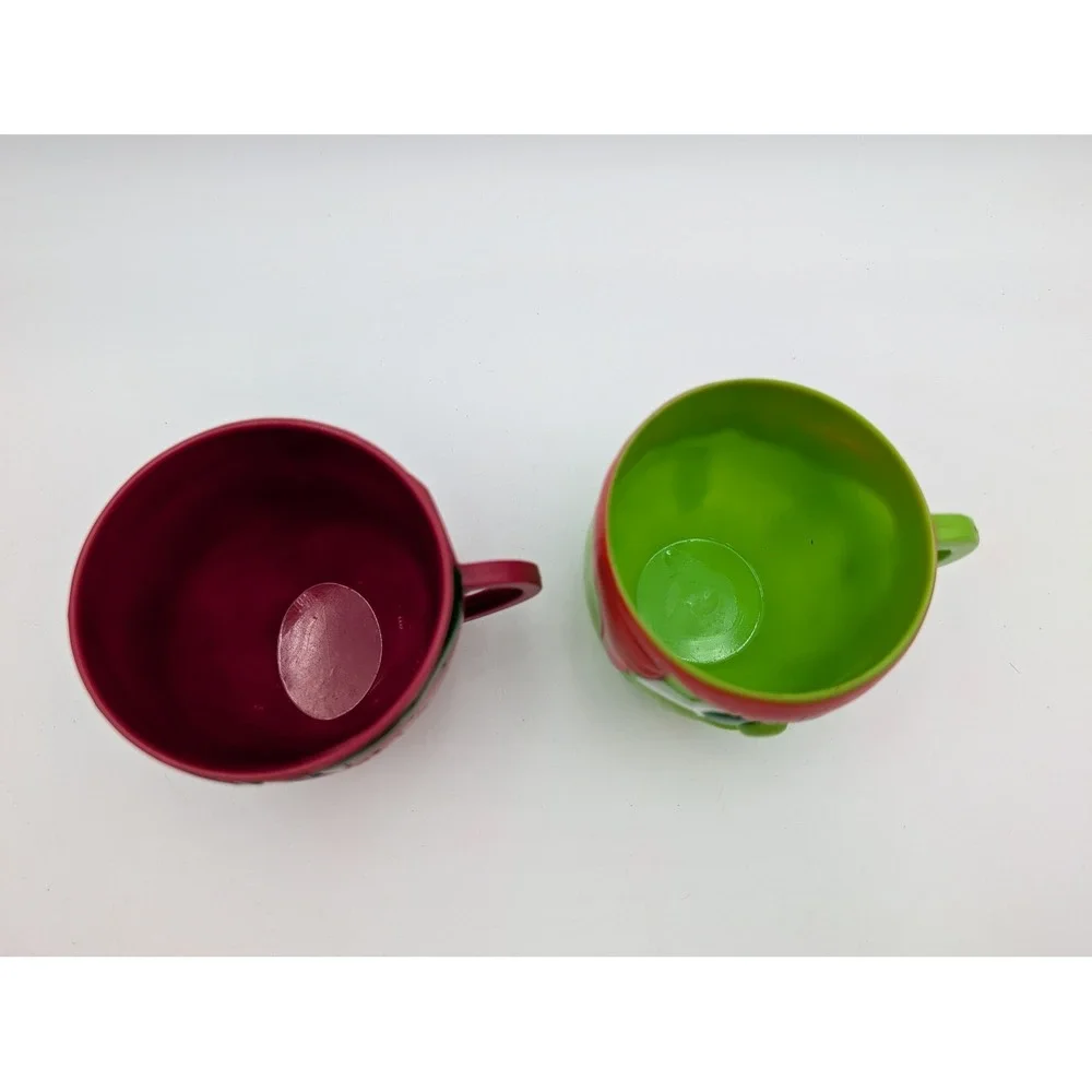 Pillsbury Funny Face Mugs Red Green Strawberry Watermelon Vintage 1969 1974